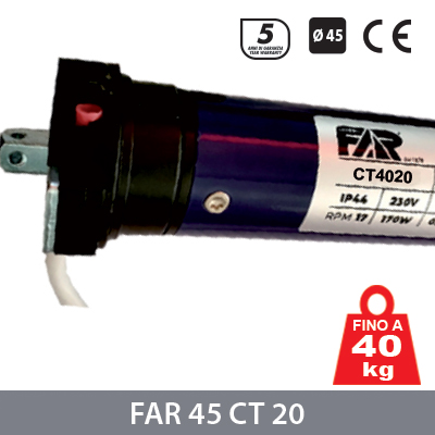 Motore per Taparella Avvolgibile e Tenda da Sole FAR 45 CT 20 - Fino a 40 Kg