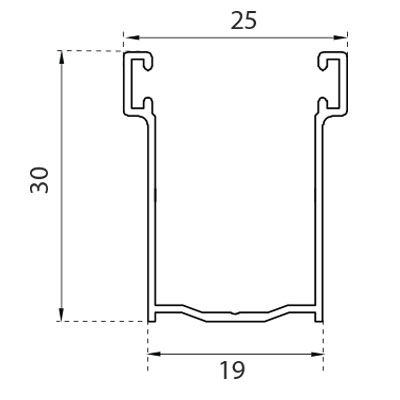 Guida in alluminio con spazzolino 30*19 cod GA19 per telo da 14