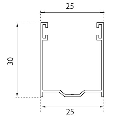 Guida in alluminio con spazzolino 30*25 cod GA25 per telo da 14