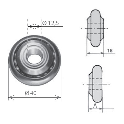 Cuscinetto a sfera in nylon Ø 40 mm  cod 083CBN20 cuscinetto rotondo in nylon Ø 40 mm 