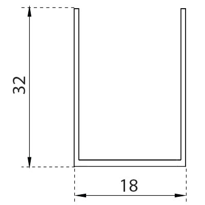 GU32 guida in ferro zincato (10/10) mm 32x18