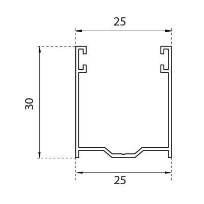 GU30 guida in alluminio con spazzolino mm 30x19 per telo da 14