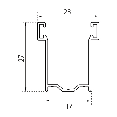 GU28 guida in alluminio con spazzolino mm 27x17 per telo da 14