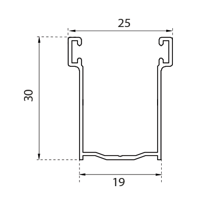 GU30 guida in alluminio con spazzolino mm 30x19 per telo da 14