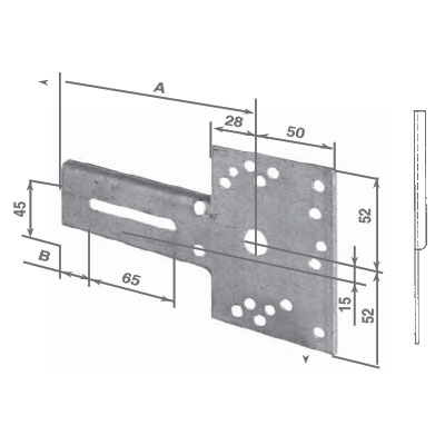 Mensola forata per supporto verticale/squadro cod 117DAM20 mensola universale per supporto DX