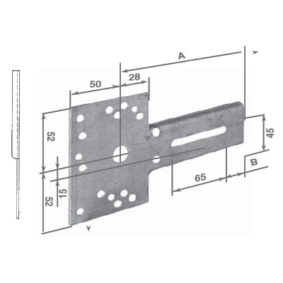Mensola forata per supporto verticale/squadro cod 117SAM20 mensola universale per supporto SX