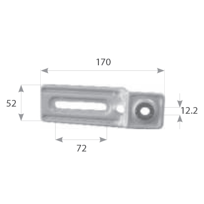 Parte a squadro A=50 mm B=10mm cod 117VSQ20 parte verticale