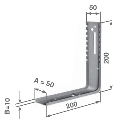 Parte a squadro A=50 mm B=10mm cod 117VSQ20 parte verticale