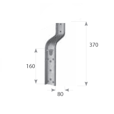 Parte a squadro A=50 mm B=10mm cod 117VSQ20 parte verticale