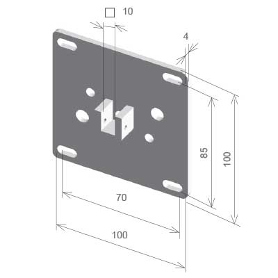 Supporto 45 piastra con sella foro quadro 10 cod 581SQ020