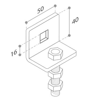 Supporto 58 regolabile con foro quadro 16 cod S556010