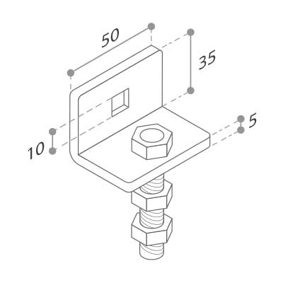 Supporto 45 regolabile con foro quadro 10 cod S456032